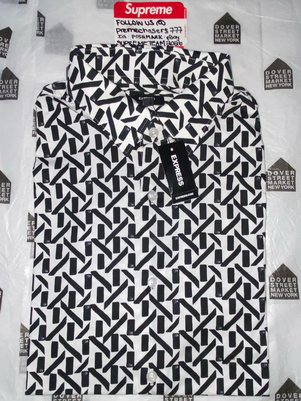 EXPRESS Slim 1MX Dress Shirt - Black/White Medium BRAND NEW!